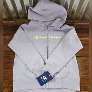 NWT Champion Hooded Zip Up Sweatshirt Girls Size Large Hoodie Purple Youth 14